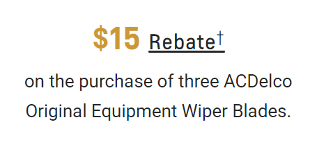 $15 Rebate on Wiper Blades